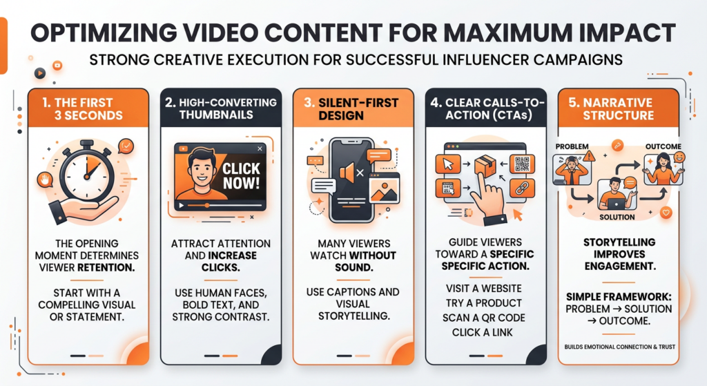 infographic on the steps to optimize influencer video content for maximum impact