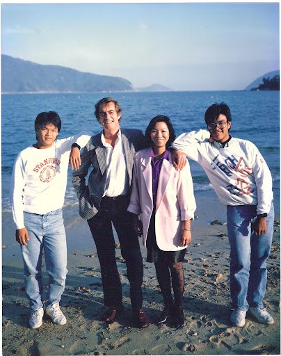 1987 Derek, Hà, with sons Vũ and Dzũng at Big Wave Bay, Hong Kong